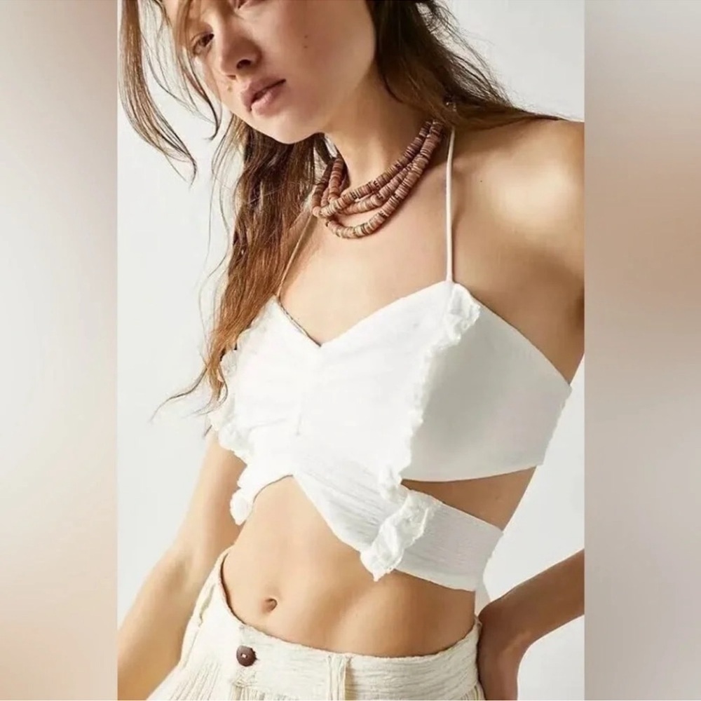 Free People Endless Summer Fly Away Halter Cropped Top Size Small EUC